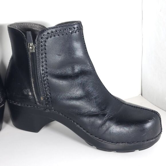Dansko Women's Scout US8-8,5 EU39 Black Leather Braid Detail Ankle Clog Boots - Picture 5 of 16